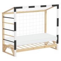 KINDERBETT Fußballtor mit Matratze 80 x 160 cm Schwarz-Weiß Kiefernholz - Naturfarben, Holz (80/170cm) - ML-DESIGN