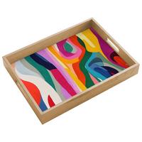 TABLETT Abstrakt - Bunt - Wellen - Linien 40x30 cm - Multicolor, Holz (40/5/5cm) - OnlyWow