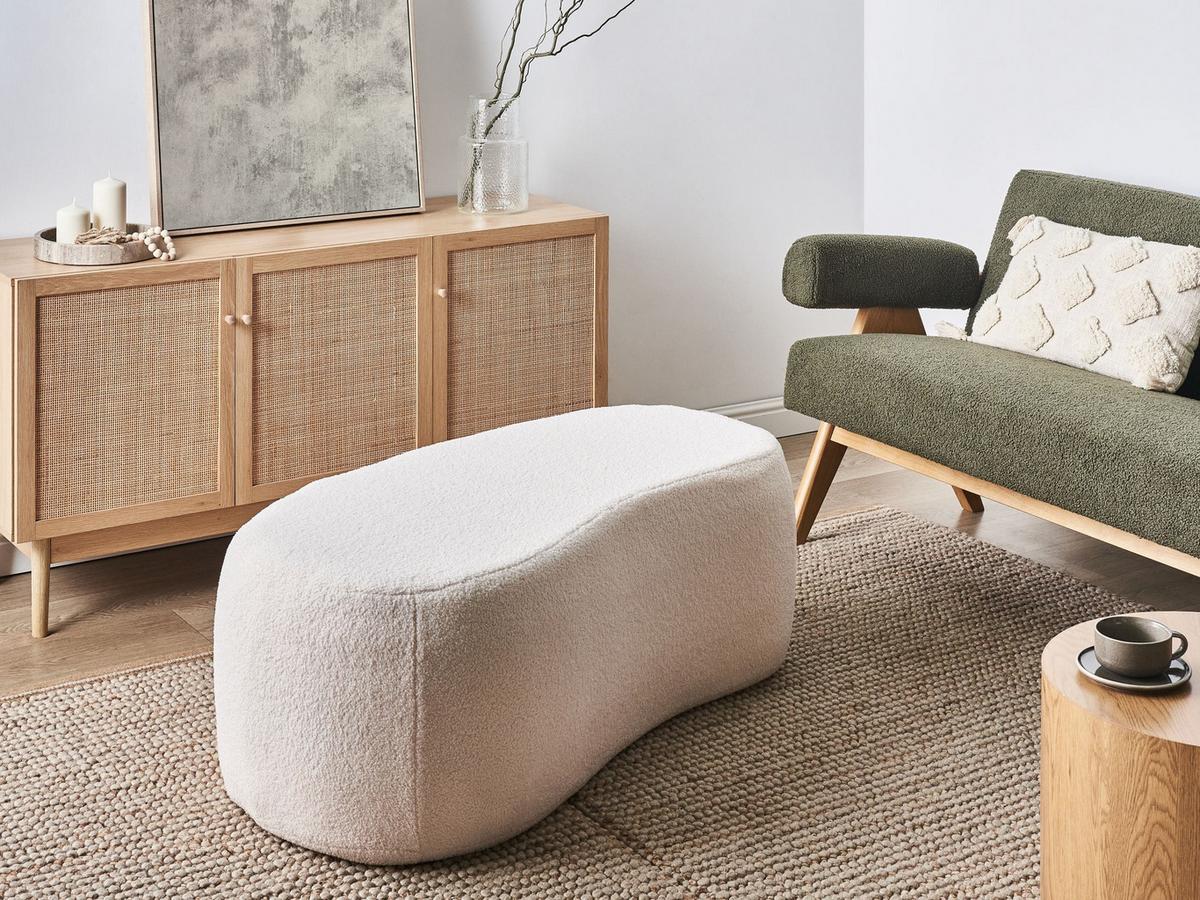 POUF Cremeweiß Bayard - Weiß, Textil (115/43/56cm) - Beliani