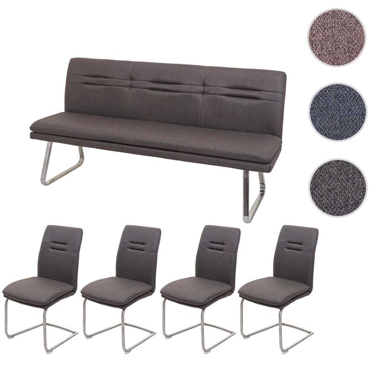 ESSZIMMER-SET Grau, Braun 5er-Set - Braun/Grau, Textil (180/92/58cm) - MCW
