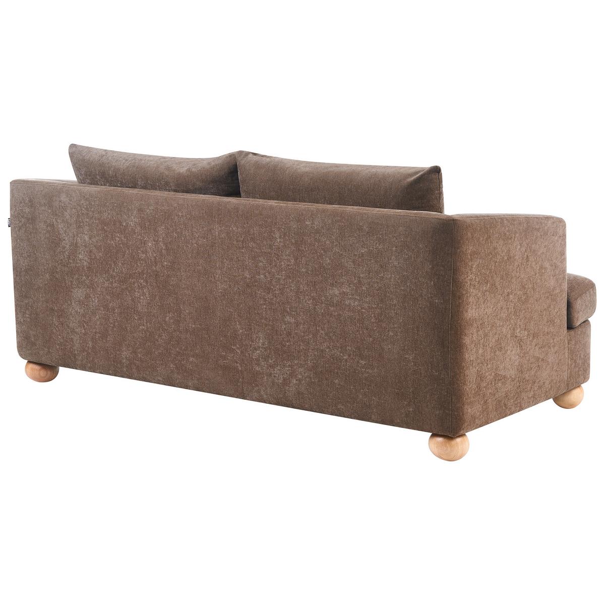 3-SITZER-SOFA Chenillegewebe Braun Rattvik - Hellbraun, Textil (198/86/82cm) - Beliani