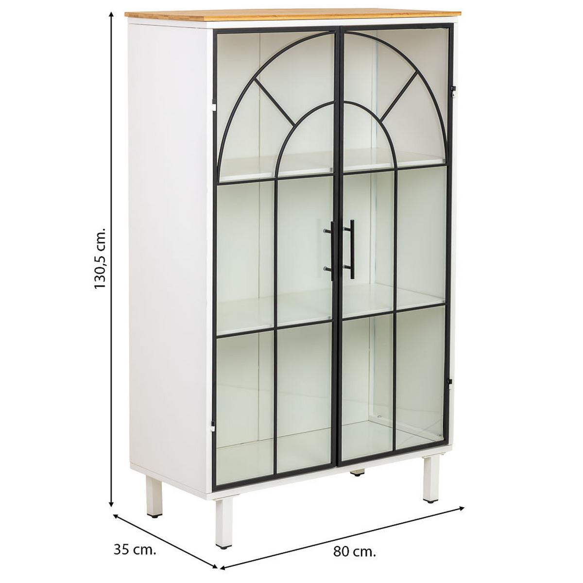 VITRINE aus Holz und Glas mit 2 Türen, Weiß, 80x35x131h cm - Weiß, Holz (80/130/35cm) - Wanderlust