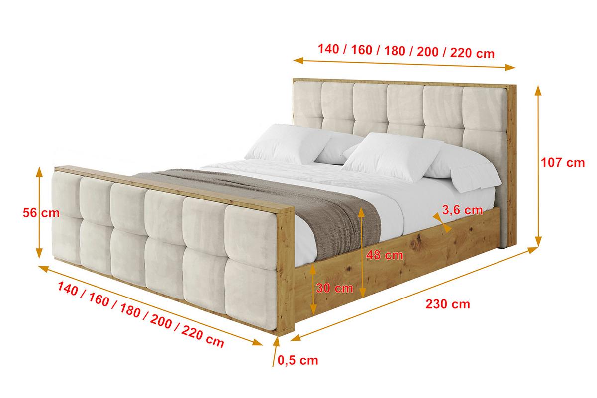 POLSTERBETT mit Bettkasten, Fußteil und Lattenrost, Boxbett ohne Matratze - ENZO7-Z 120x200 - Ecru, Holzwerkstoff/Textil (120/200cm) - ALTDECOR