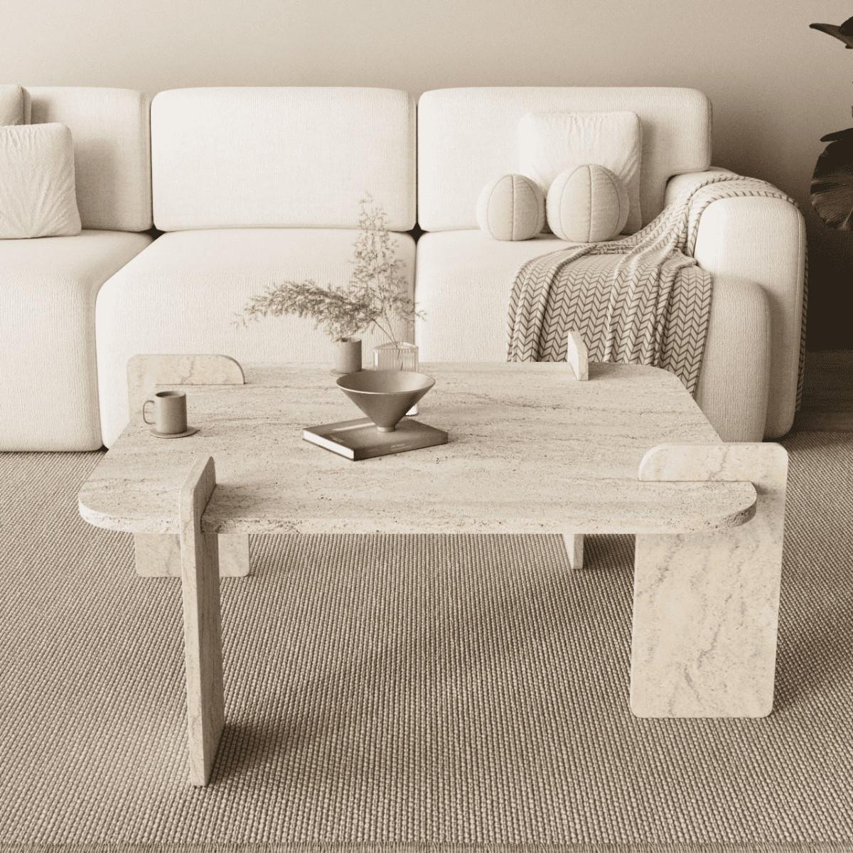 COUCHTISCH mit quadratischer platte 90/90/35 cm - Beige, Holzwerkstoff (8/90/35cm) - Calicosy
