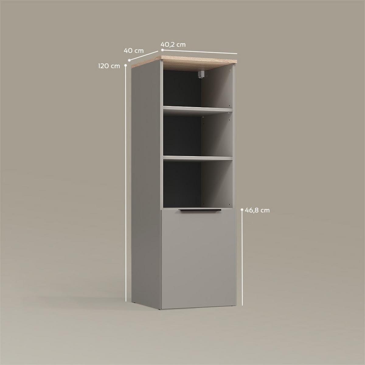 UNIVERSALSCHRANK Piave Greige mit einer Tür - Greige, Holzwerkstoff (40.2/120/40cm) - Livinity®