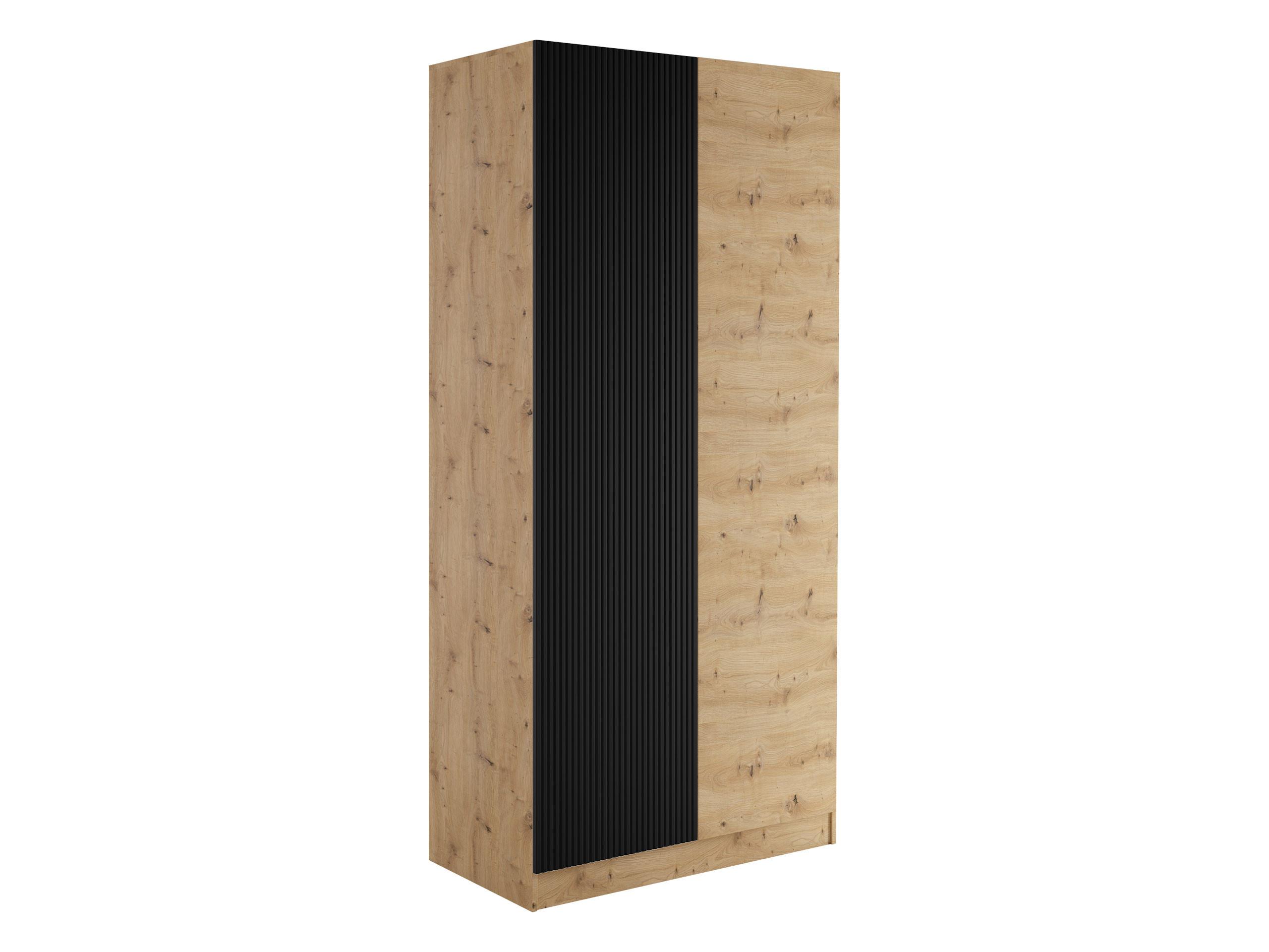 KLEIDERSCHRANK Como 2D - Schwarz/Eiche Artisan, Holzwerkstoff/Metall (103/220/55cm) - MIRJAN24