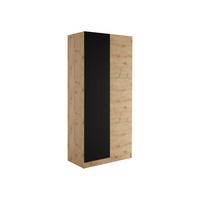 KLEIDERSCHRANK Como 2D - Schwarz/Eiche Artisan, Holzwerkstoff/Metall (103/220/55cm) - MIRJAN24