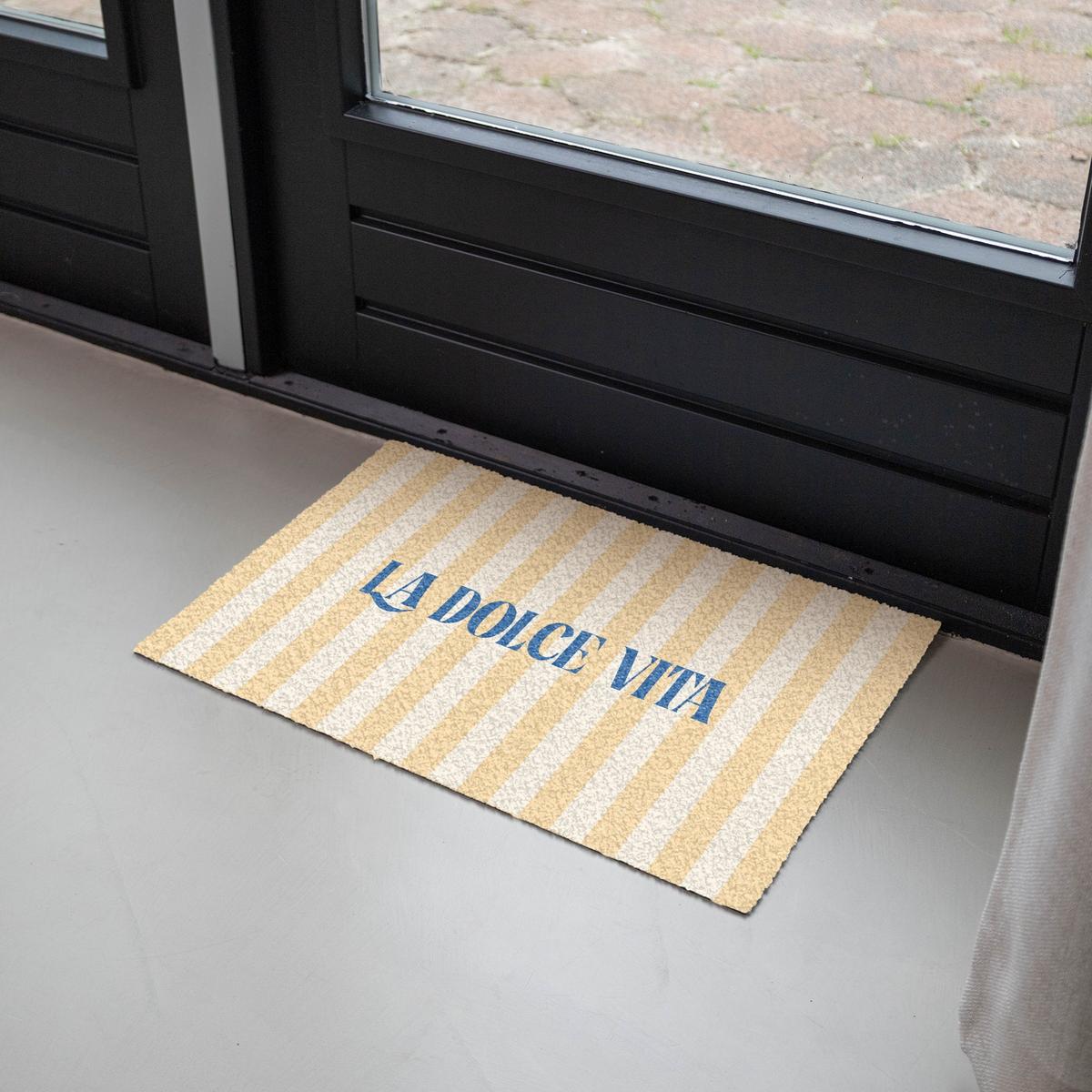 FUSSMATTE Blau – Gelb – Streifen – La Dolce Vita 60x40 cm - Hellgelb, Kunststoff (60/0.4cm) - MuchoWow
