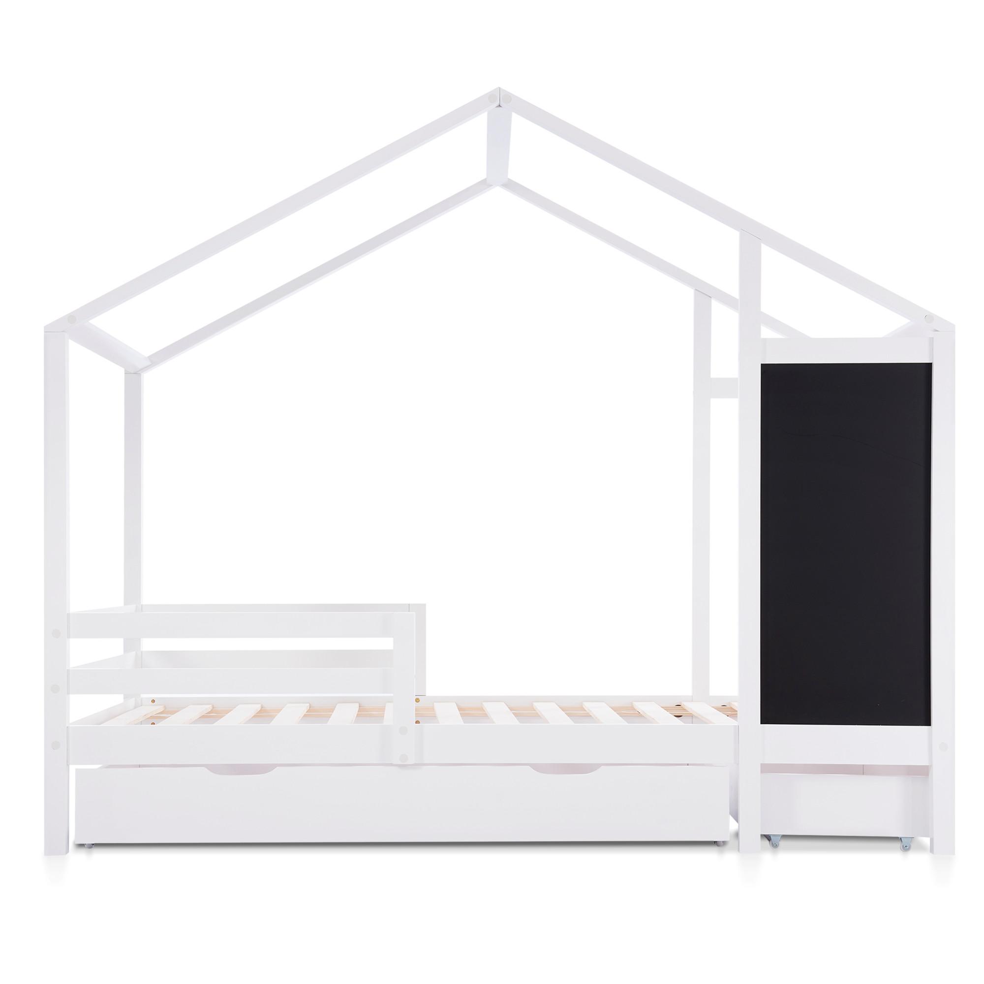 HAUSBETT 90x200 cm in Weiß Massivholz - Weiß, Holz (90/200cm) - Urban Meuble