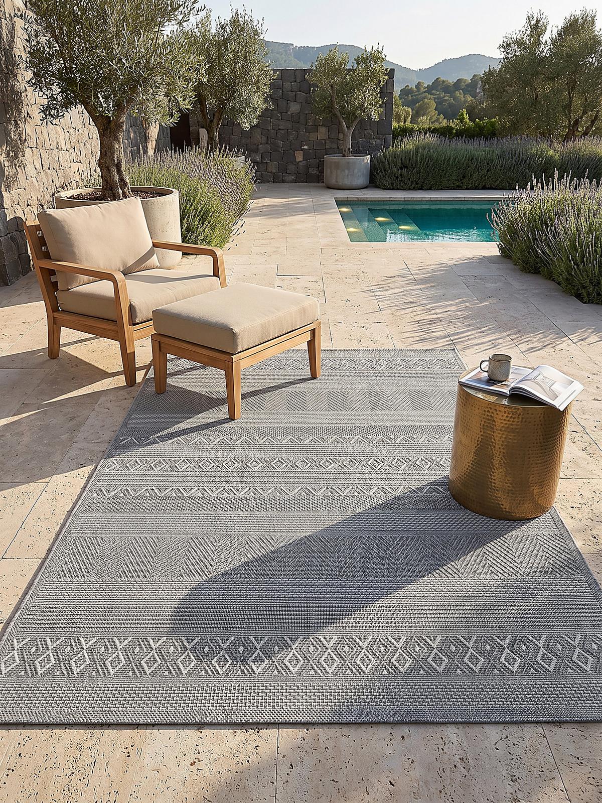 TEPPICH Flachgewebe ESERA Gestreift Polypropylen Grau 200 x 280 cm - Grau, Textil (200/280cm) - KADIMA DESIGN