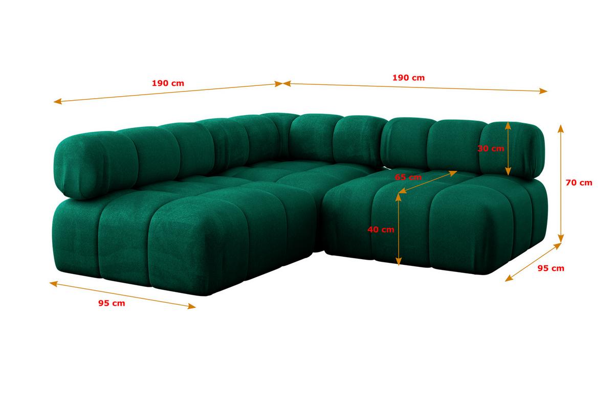 ECKSOFA modulares Sofa Samaro-L1 - 190x190x70 cm Dunkelgrün Velours - Dunkelgrün, Holzwerkstoff/Textil (190/190cm) - ALTDECOR