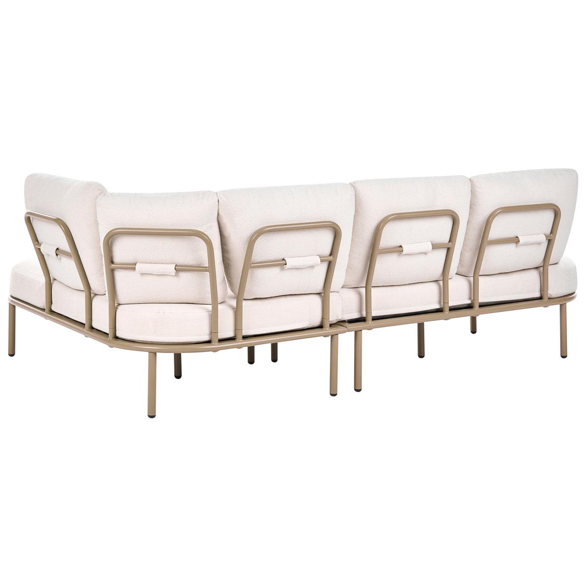 GARTENSOFA mit Tisch 4-Sitzer Metall Braun Pollina - Beige/Braun, Metall (238/77/162cm) - Beliani