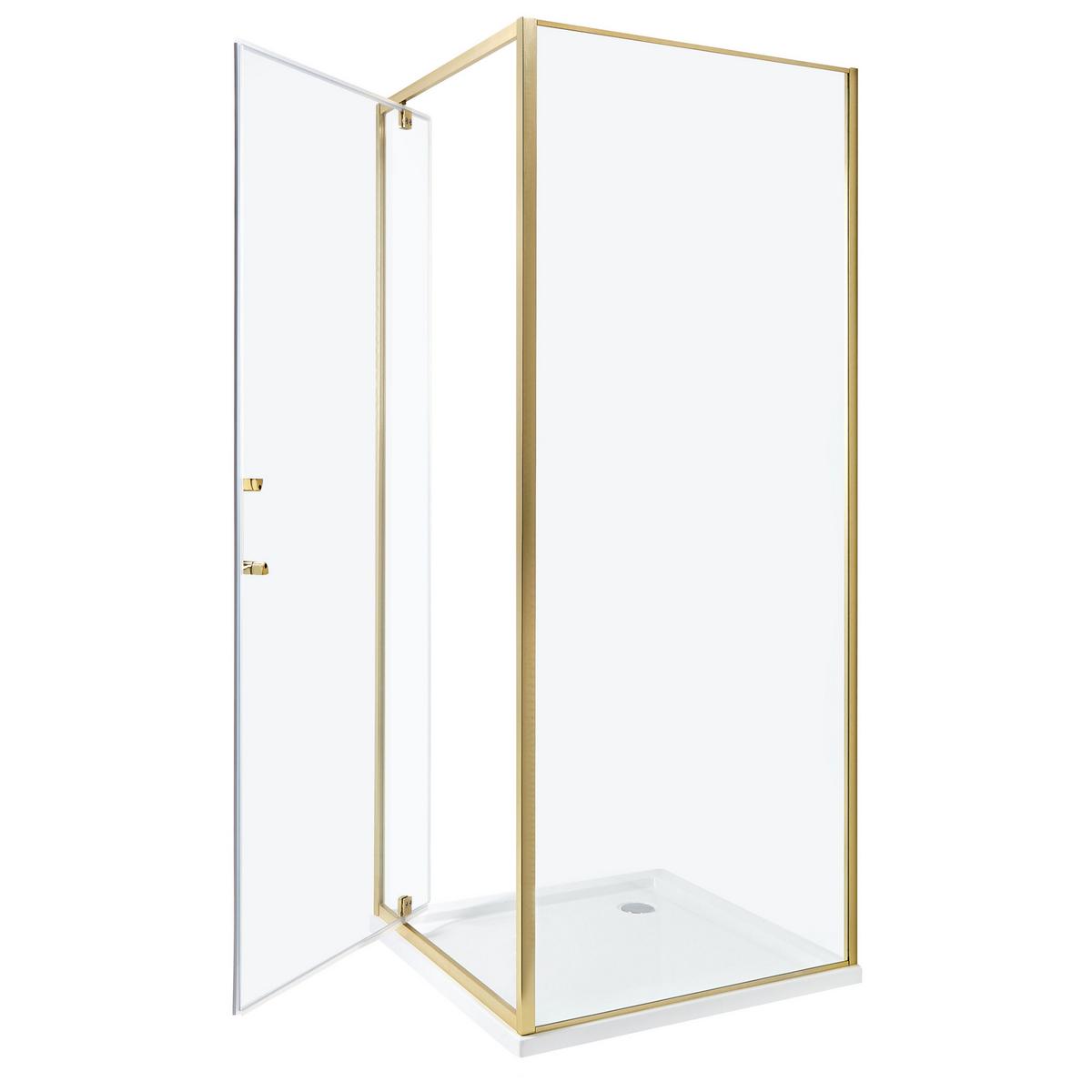 DUSCHKABINE 70/70/185 cm Gold Darli - Transparent/Goldfarben, Glas (70/70/185cm) - Beliani