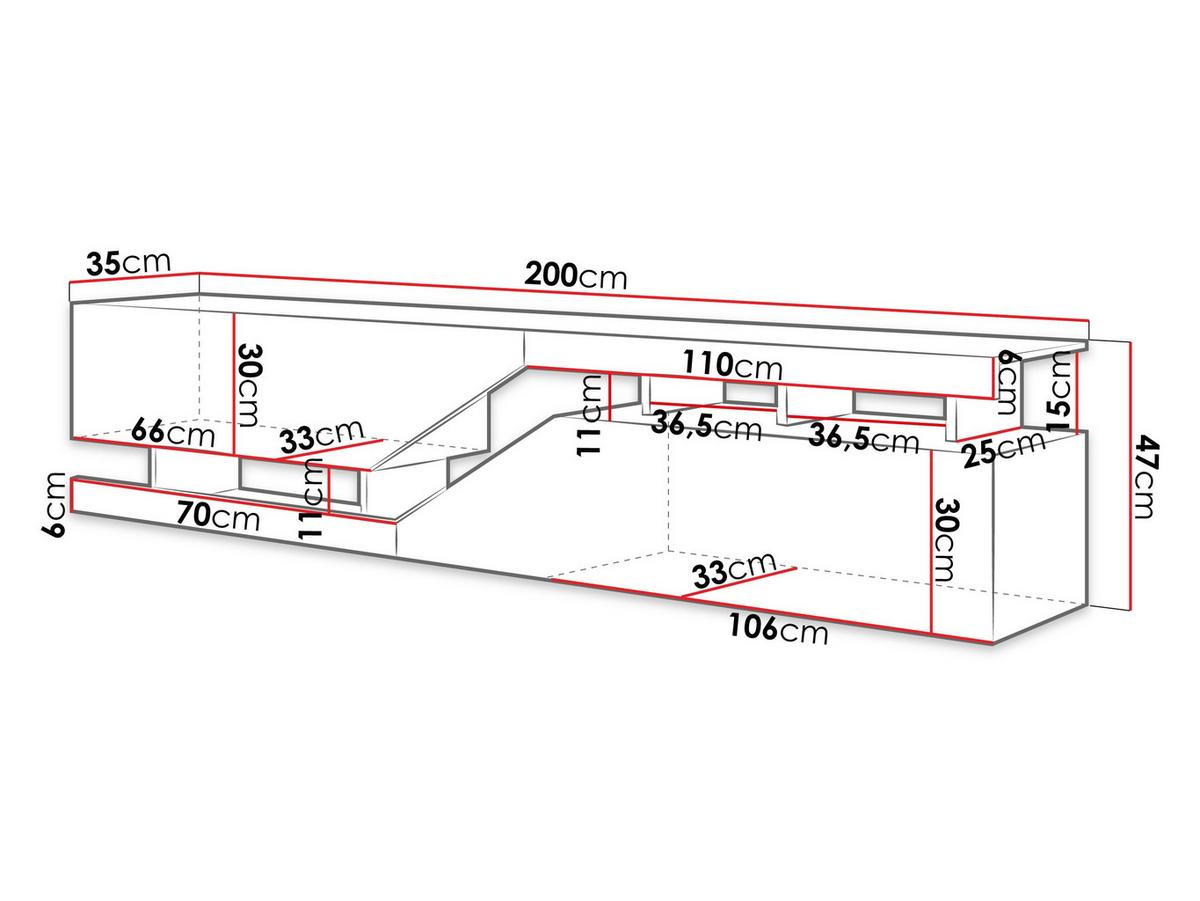 TV-LOWBOARD Ceelias 200 - Anthrazit, Holzwerkstoff (200/47/35cm) - MIRJAN24