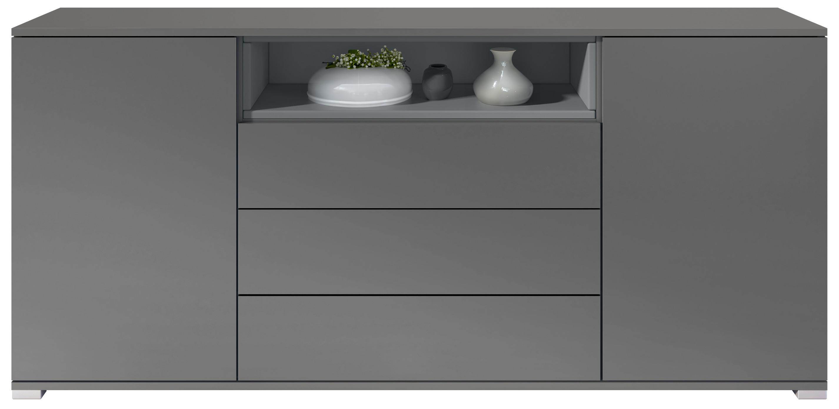 SIDEBOARD Skadu Graphit Seidenmatt - Graphitfarben, Holzwerkstoff (166.5/75.5/35cm) - Vladon