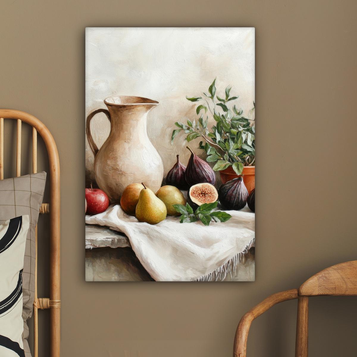 LEINWANDBILD Obst - Kräuter - Ländlich Wanddeko 40x60 cm - Naturfarben, Textil (40/60cm) - MuchoWow