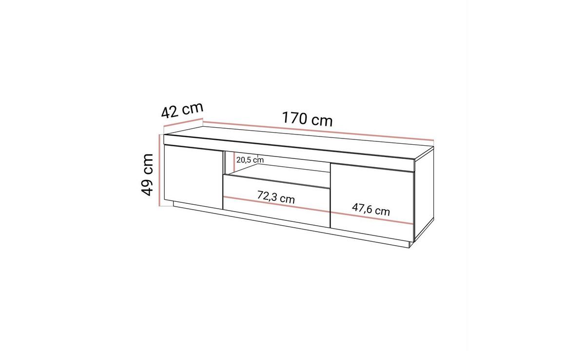 TV-SCHRANK YOSHI 170/42/49 cm Wotan Eiche / Schwarz - Naturfarben, Holzwerkstoff (170/49/42cm) - Lookway