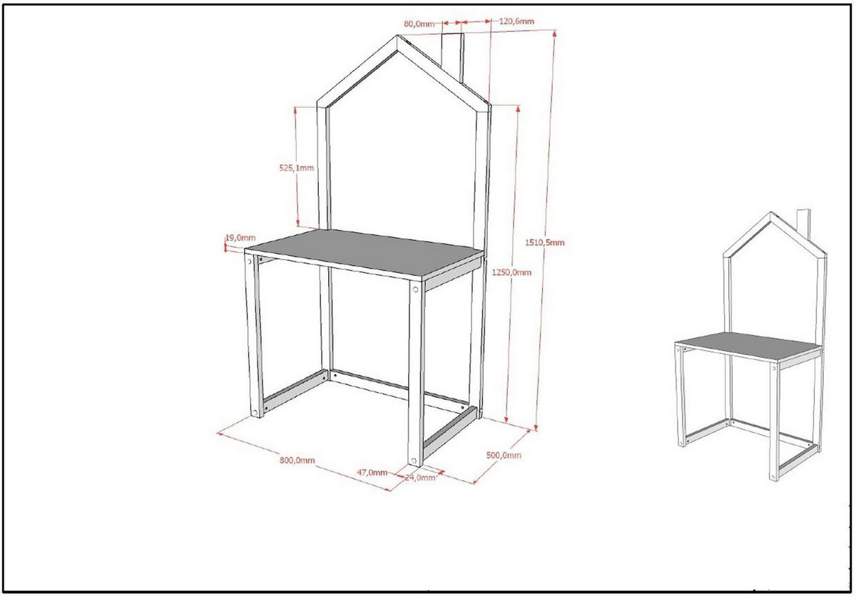 KINDERSCHREIBTISCH Kapua 80x50x151 Massivholz Anthrazit - Anthrazit, Holz (80/151/50cm) - 58aufmkessel