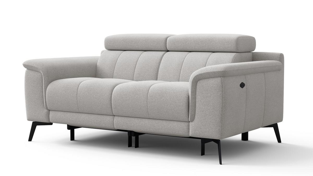 RELAXSOFA FIERO 2-Sitzer mit 2 Relaxfunktionen, hellgrau - Hellgrau/Schwarz, Holzwerkstoff/Textil (170/82/103cm) - Wozimo