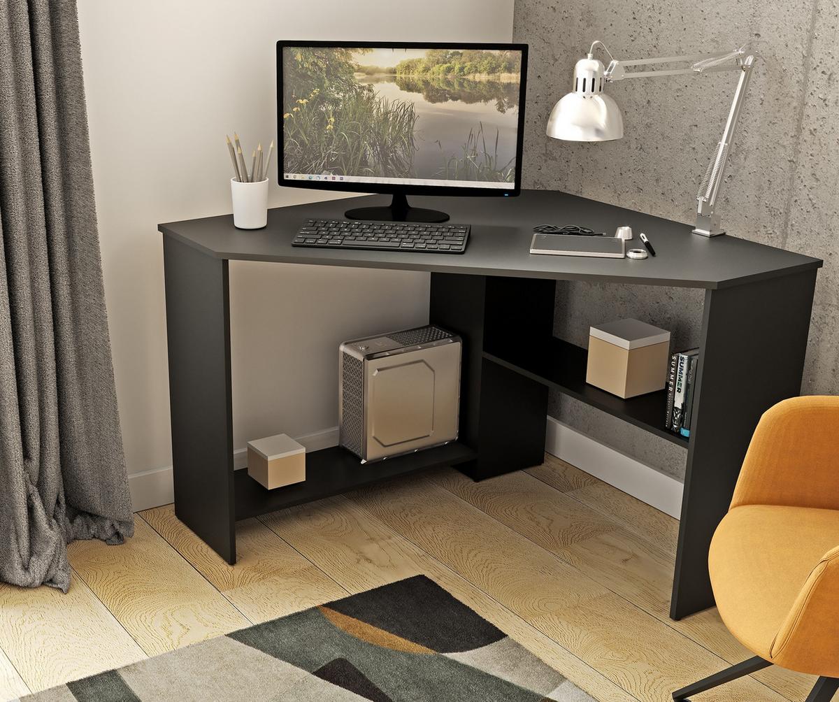 SCHREIBTISCH SPAZIO 80x80x73 cm Bürotisch Computertisch, Schwarz - Schwarz, Holzwerkstoff (80/80/73cm) - MASSENO