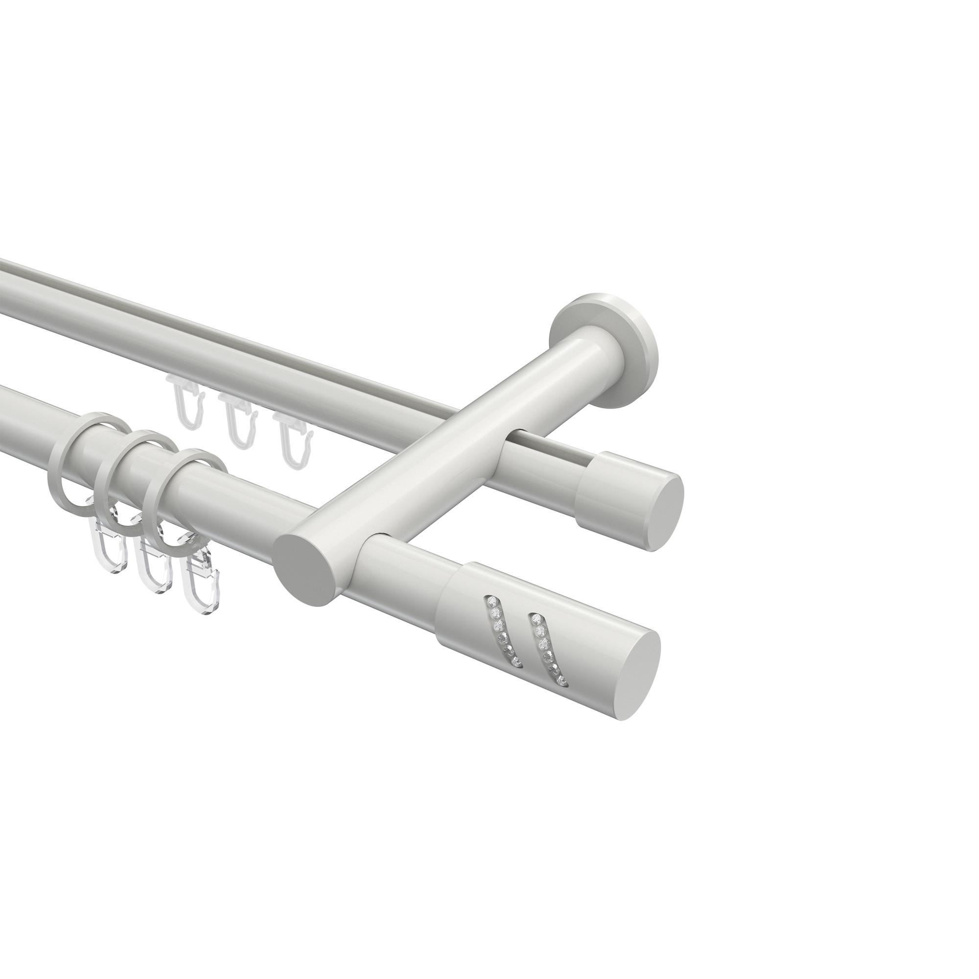 GARDINENSTANGE RUNDROHR-INNENLAUF Platon Zoena 400 cm (geteilt in 2 x 200 cm), 2-läufig, 20 mm Ø Weiß - Weiß, Metall (400cm) - INTERDECO
