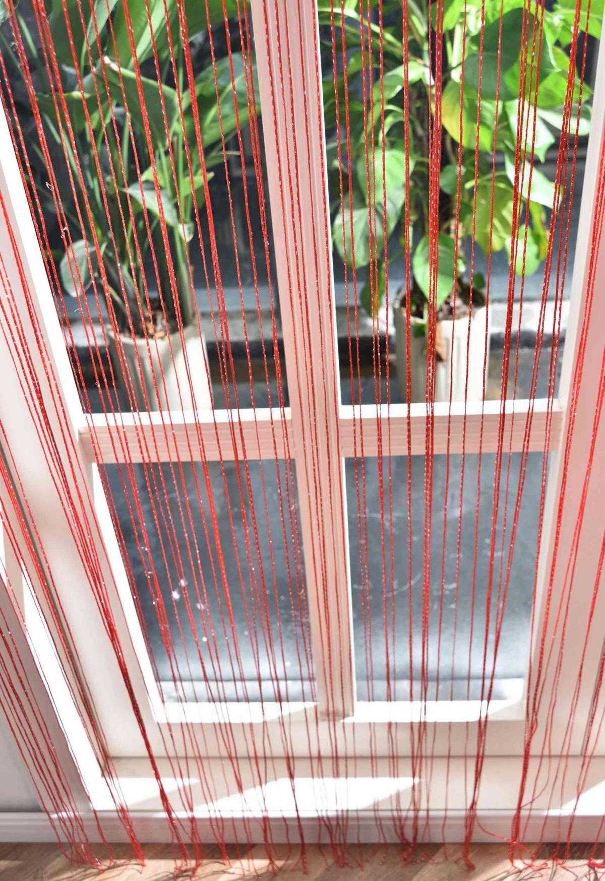 FADENGARDINE Shanghai HxB 230x100 cm Rot Lurex - Rot, Textil (100/230cm) - Gardinenbox