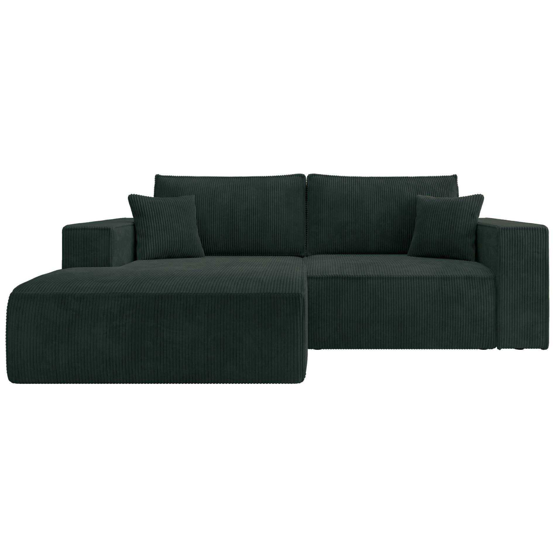 ECKSOFA Farese Mini mit Cordbezug Dunkelgrün, links - Dunkelgrün/Schwarz, Textil (240/167cm) - Selsey