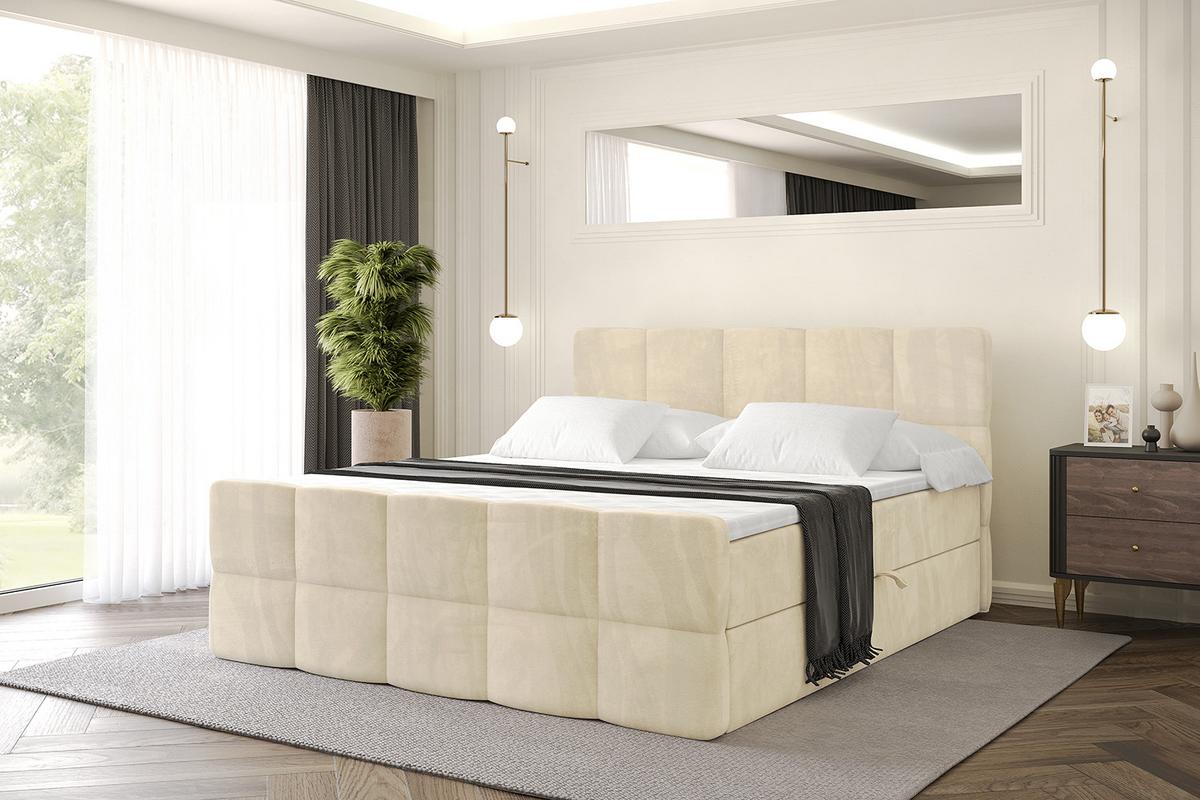 BOXBETT mit Matratze H4 und Lattenrost - LIRO-Z - 160x200 - Beige Monolith - Beige, Holzwerkstoff (160/200cm) - ALTDECOR