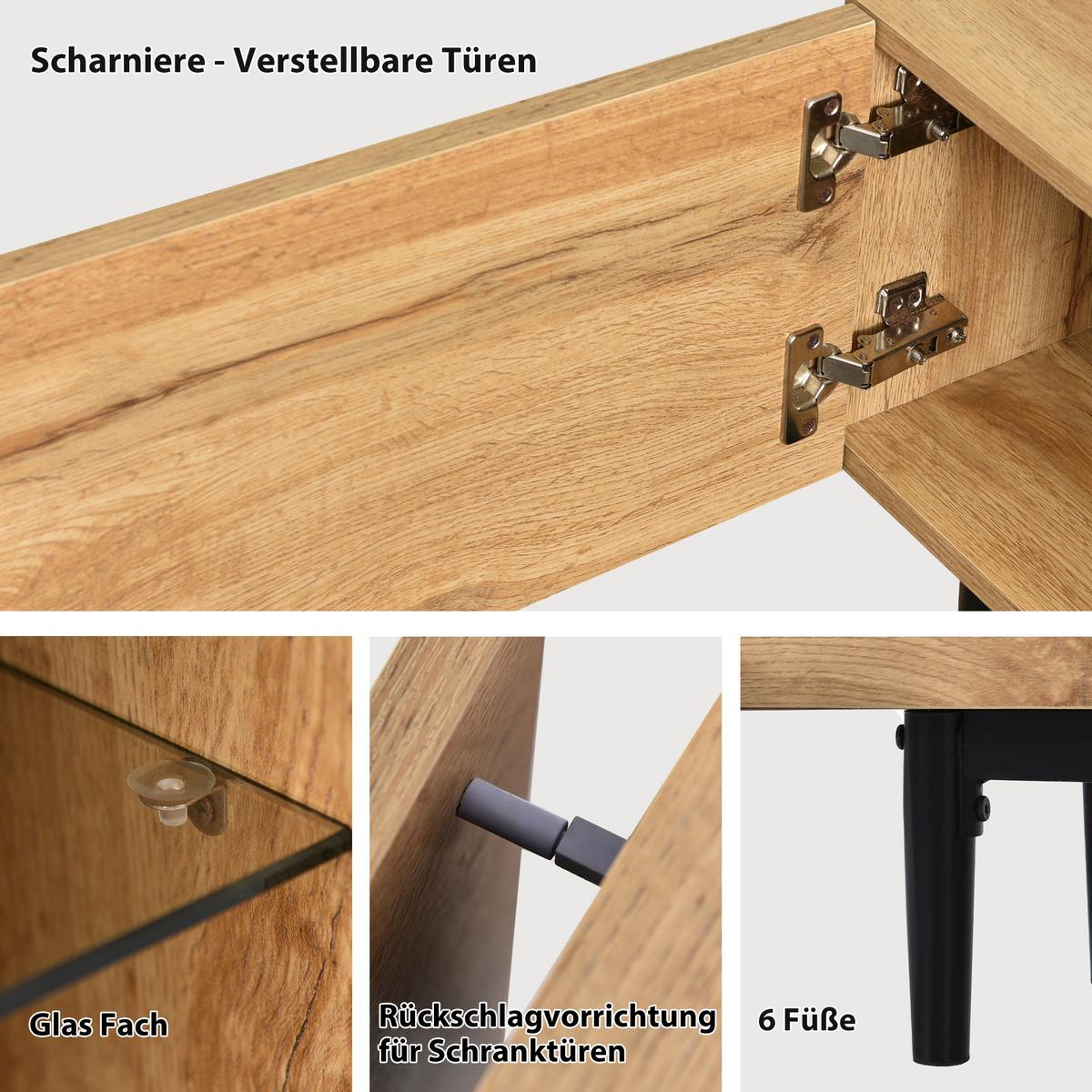 LOWBOARD mit LED 175/31/41 CM - Hellbraun, Holzwerkstoff (31/41/175cm) - Urban Meuble