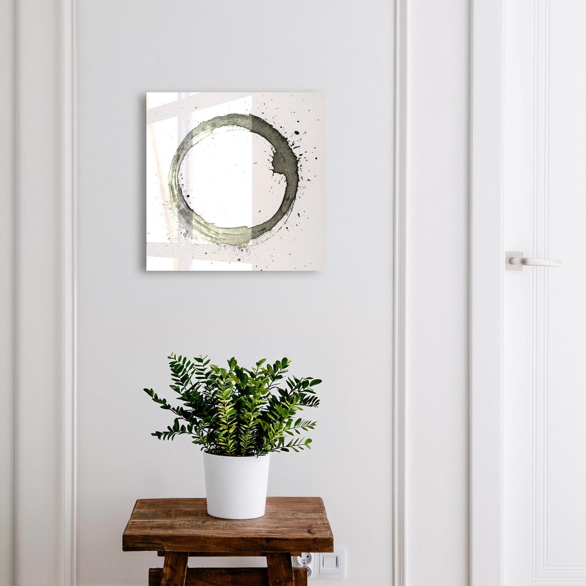 SCHLÜSSELBOX Schwarz 30x30 cm- Türöffnung nach rechts - Zen-Kreis - Weiß, Metall (30/30/5cm) - TULUP