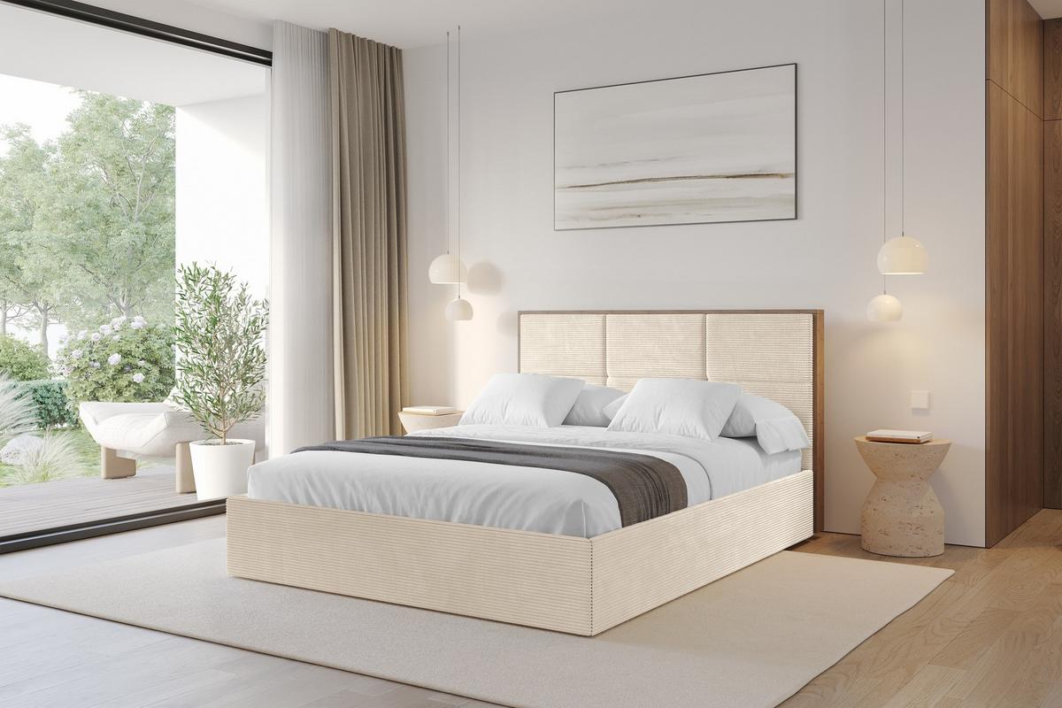 POLSTERBETT mit Bettkasten und Lattenrost, Bett mit Matratze H3/H4 - LILA 140x200 Beige - Kaschmir, Holzwerkstoff/Textil (140/200cm) - ALTDECOR
