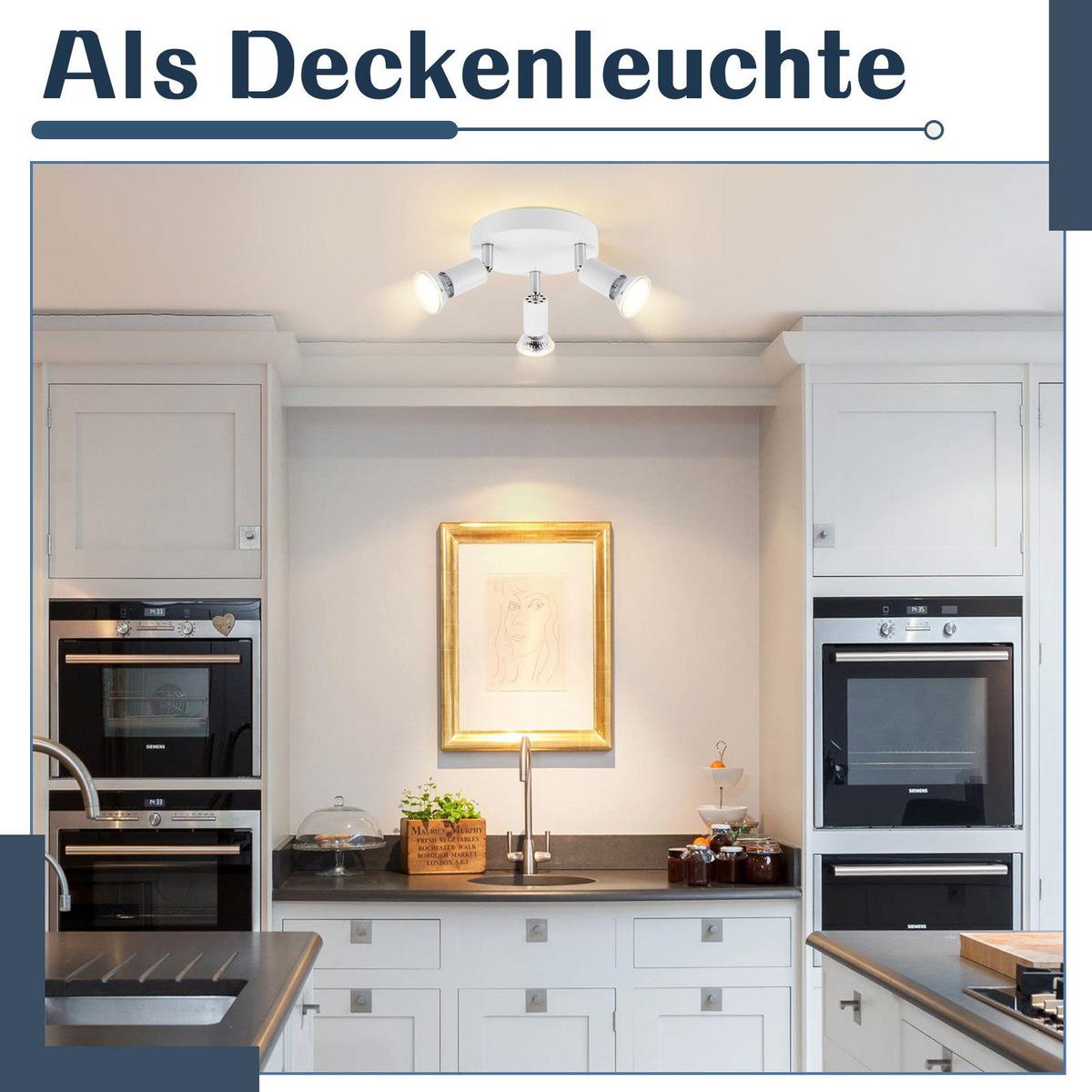 DECKENSTRAHLER Bamberg 3-flammig 15/15/10.4 cm - Weiß, Metall (15/15/10.4cm) - Nettlife