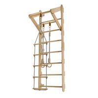 SPROSSENWAND für Kinder mit Turnringen - Naturfarben, Holz (62/57cm) - Juskys