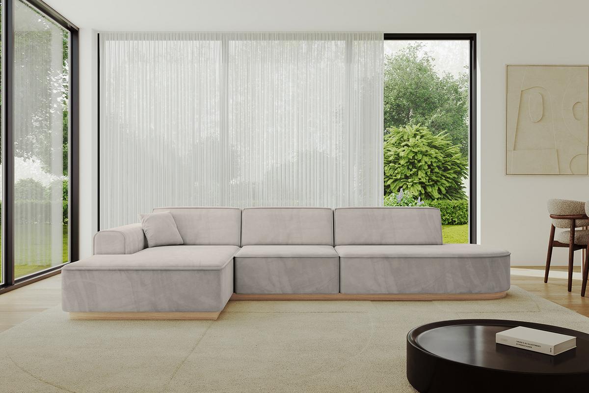 ECKSOFA Ottomane Links IREA-L2 - 328x171x83 cm Hellbraun - Hellbraun, Holzwerkstoff/Textil (328/171cm) - ALTDECOR