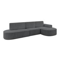 ECKSOFA mit Schlaffunktion Ottomane RECHTS MARI L2-S 368X167X85 Dunkelgrau Cord - Graphitfarben/Schwarz, Holzwerkstoff/Kunststoff (167/368cm) - ALTDECOR
