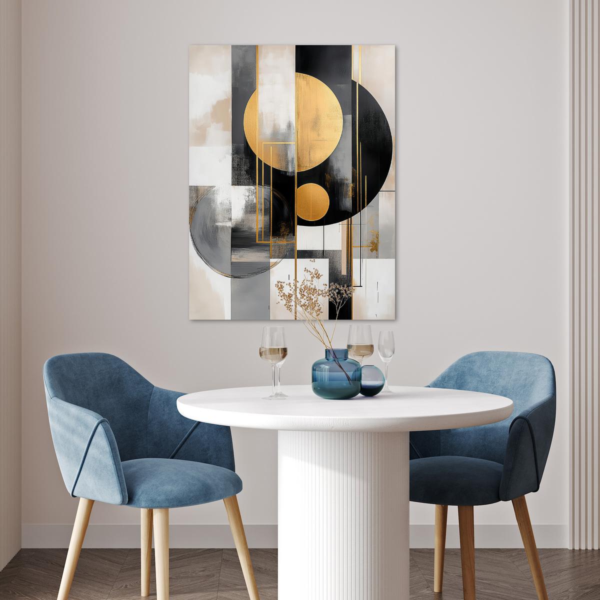 POSTER Abstrakt - Gold - Silber - Formen - Ästhetisch - Modern Deko Wohnzimmer 60x80 cm - Goldfarben, Papier (60/80/0.1cm) - MuchoWow