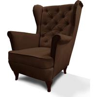 CHESTERFIELD-SESSEL Falco braun mit Holzbeinen - Wengefarben/Braun, Holz/Textil (82/102/92cm) - Beautysofa