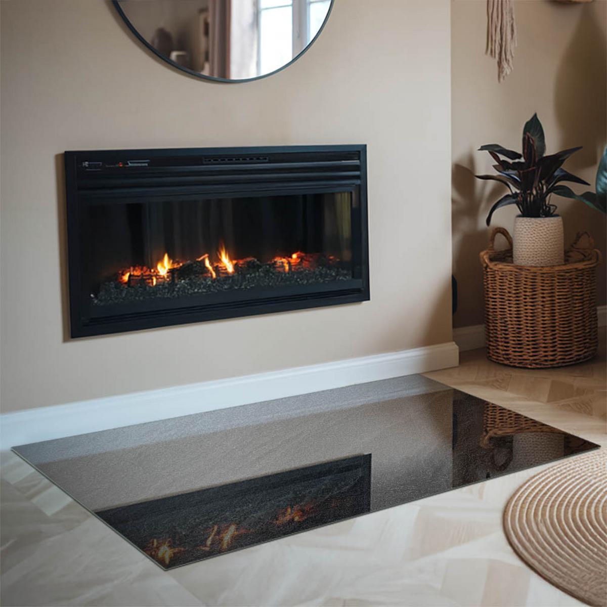 GLASPLATTE für Kamin 120x80 cm - Schwarz, Glas (120/80/0.4cm) - TULUP