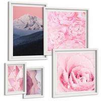 BILDER SET 5er Set - 50x50 cm & 20x30 cm & 40x60 cm Weißer Rahmen - Abstraktionen dekorativer Malerei - Weiß, Kunststoff (40/60cm) - TULUP