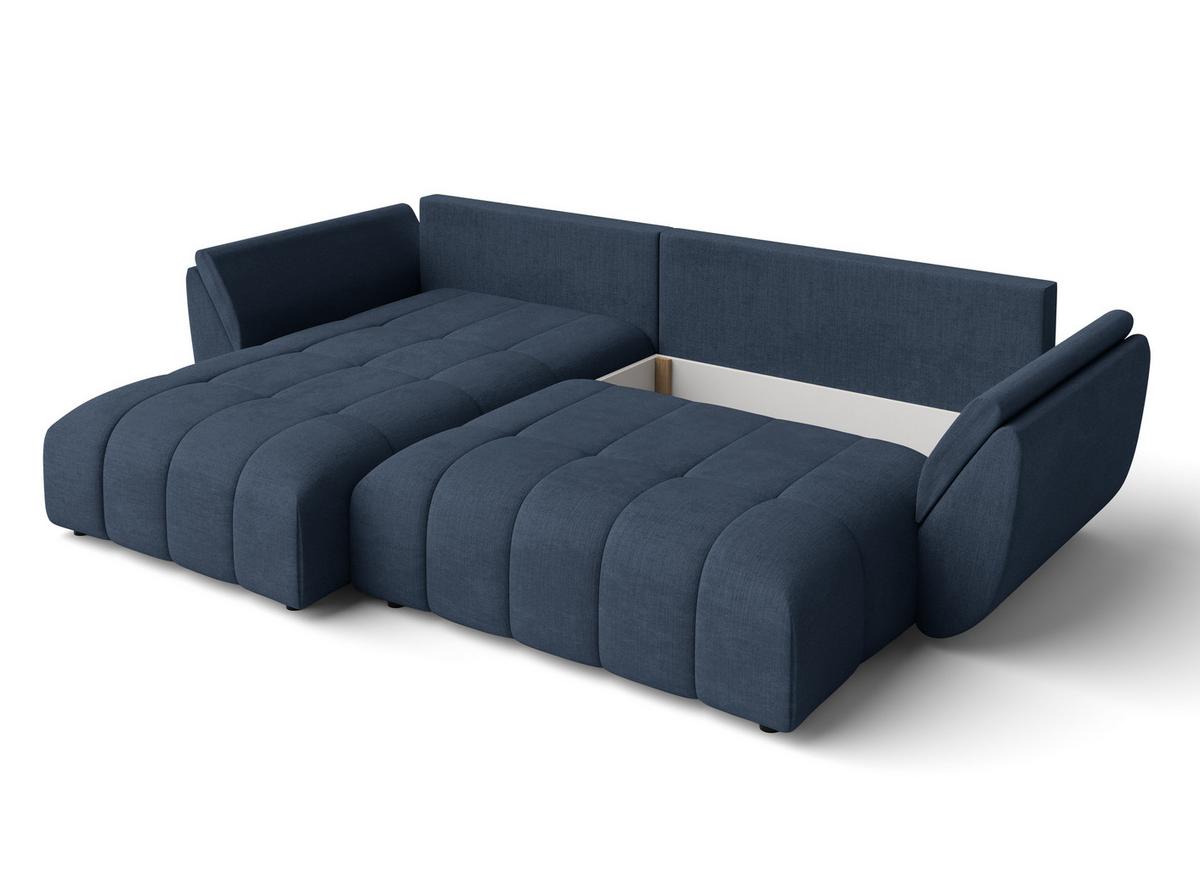 ECKSOFA L Form Verciani Blau 280/190/91 cm mit Schlaffunktion - Blau/Schwarz, Kunststoff/Textil (280/190cm) - AX Living