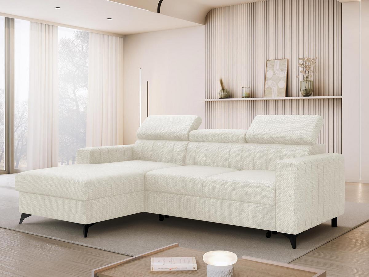 ECKSOFA Milano, Seite: Links LC+2R - Creme/Schwarz, Holz/Textil (236/172cm) - MIRJAN24