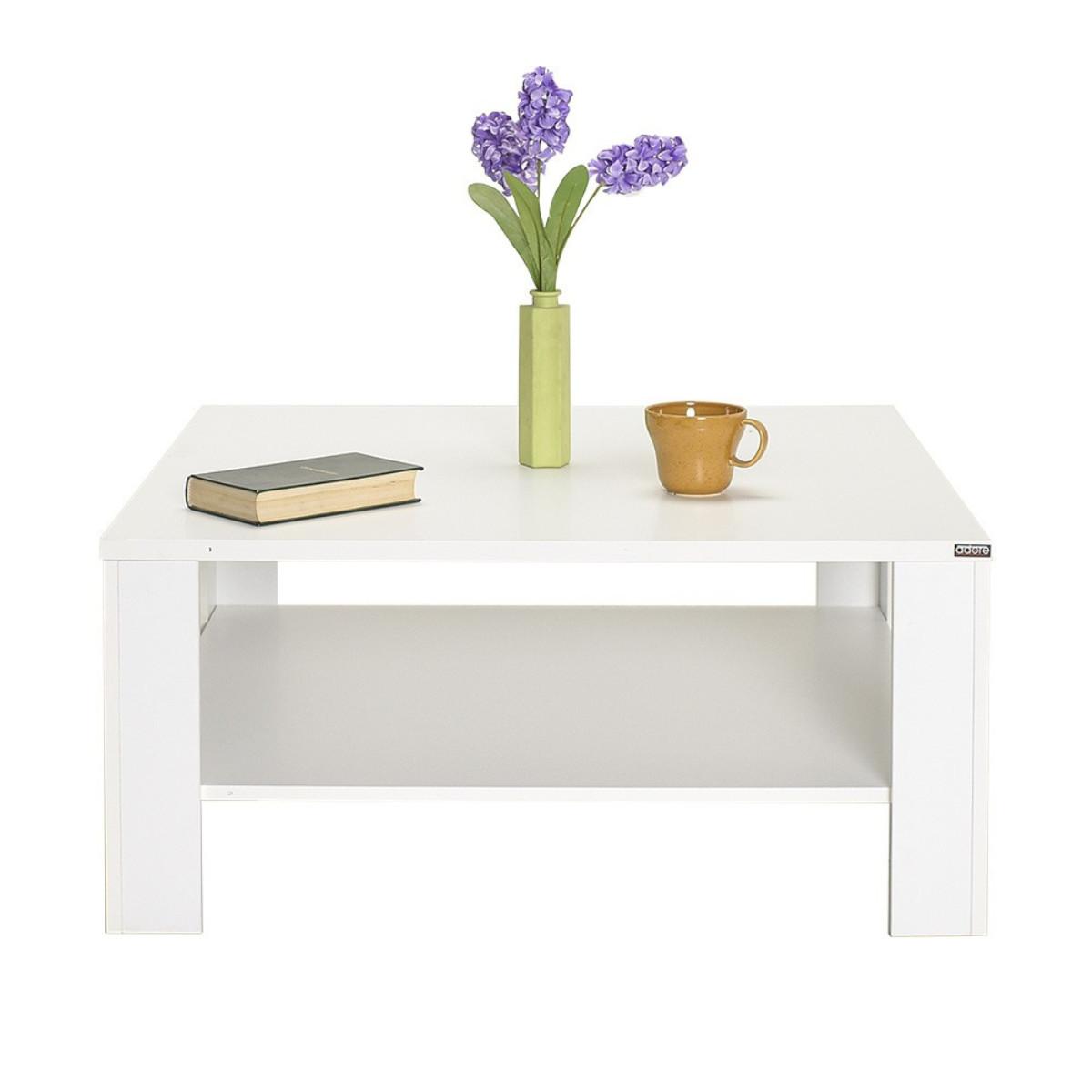 COUCHTISCH mit Ablagefach - lena 90/90/42 cm - Weiß, Holzwerkstoff (98/90/42cm) - Calicosy