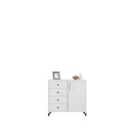 KOMMODE LANZA 90/85/40cm mit 4 Schubladen 1 Türen Weiß - Weiß, Holzwerkstoff (90/85/40cm) - MASSENO