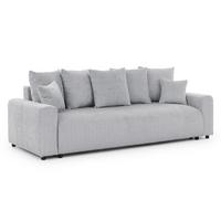 SCHLAFSOFA Calma mit Bettkasten im Bumpy-Design aus weichem Hellgrau Chenille-Stoff - Hellgrau/Schwarz, Holz/Kunststoff (239/88/98cm) - S-Style Möbel
