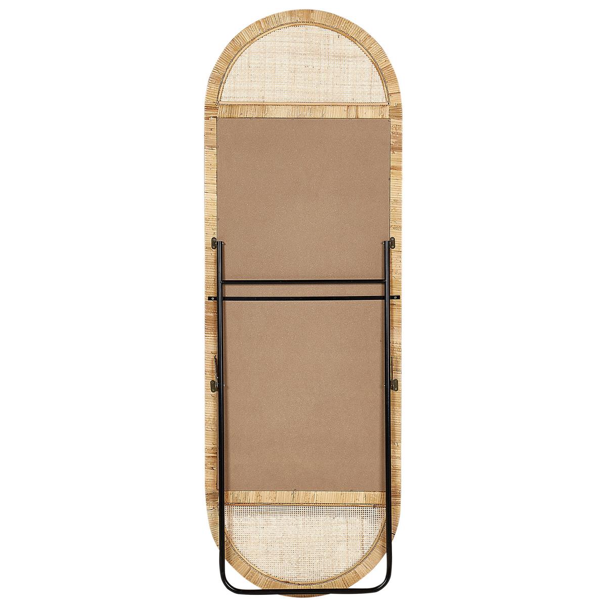 STANDSPIEGEL 150 cm Rattan Naturfarben Barges - Schwarz/Naturfarben, Naturmaterialien (50/150/3cm) - Beliani