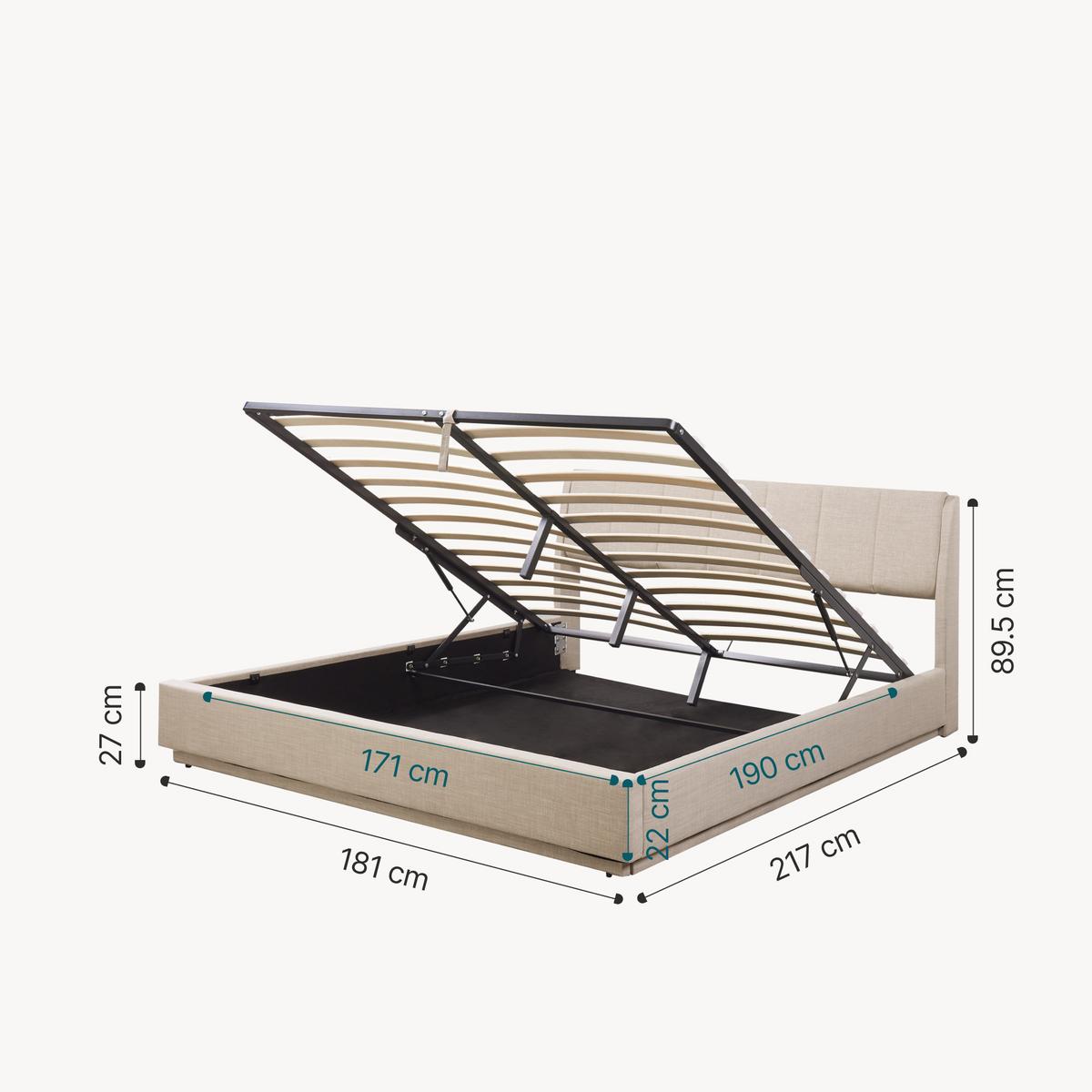 LED POLSTERBETT Tröstiar mit Matratze - Beige, Holzwerkstoff/Kunststoff (180/200cm) - [en.casa]