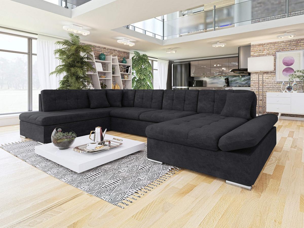 ECKSOFA Bergen, Seite: Rechts - Anthrazit/Silberfarben, Holz/Textil (345/76/205cm) - MIRJAN24