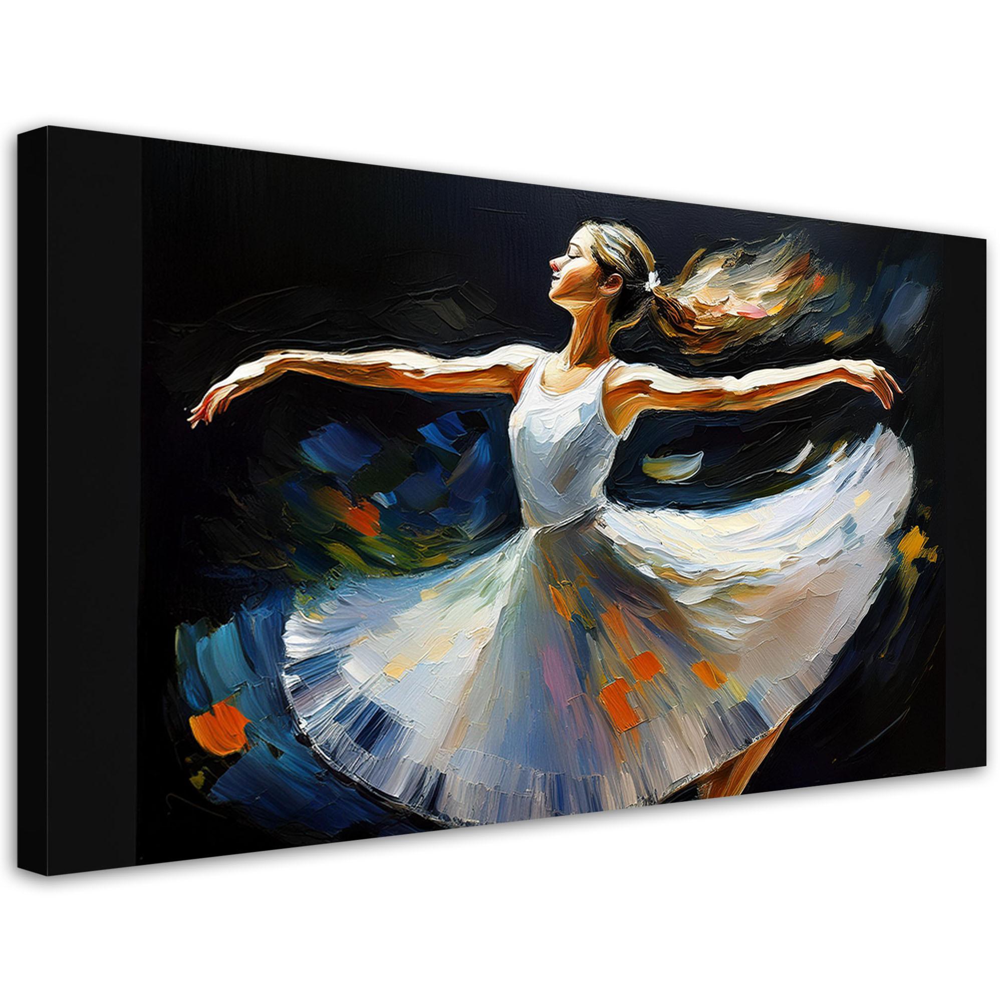 LEINWANDBILD Ballerina-Frau tanzt 100x50cm - Grau, Textil (100/50cm) - Feeby
