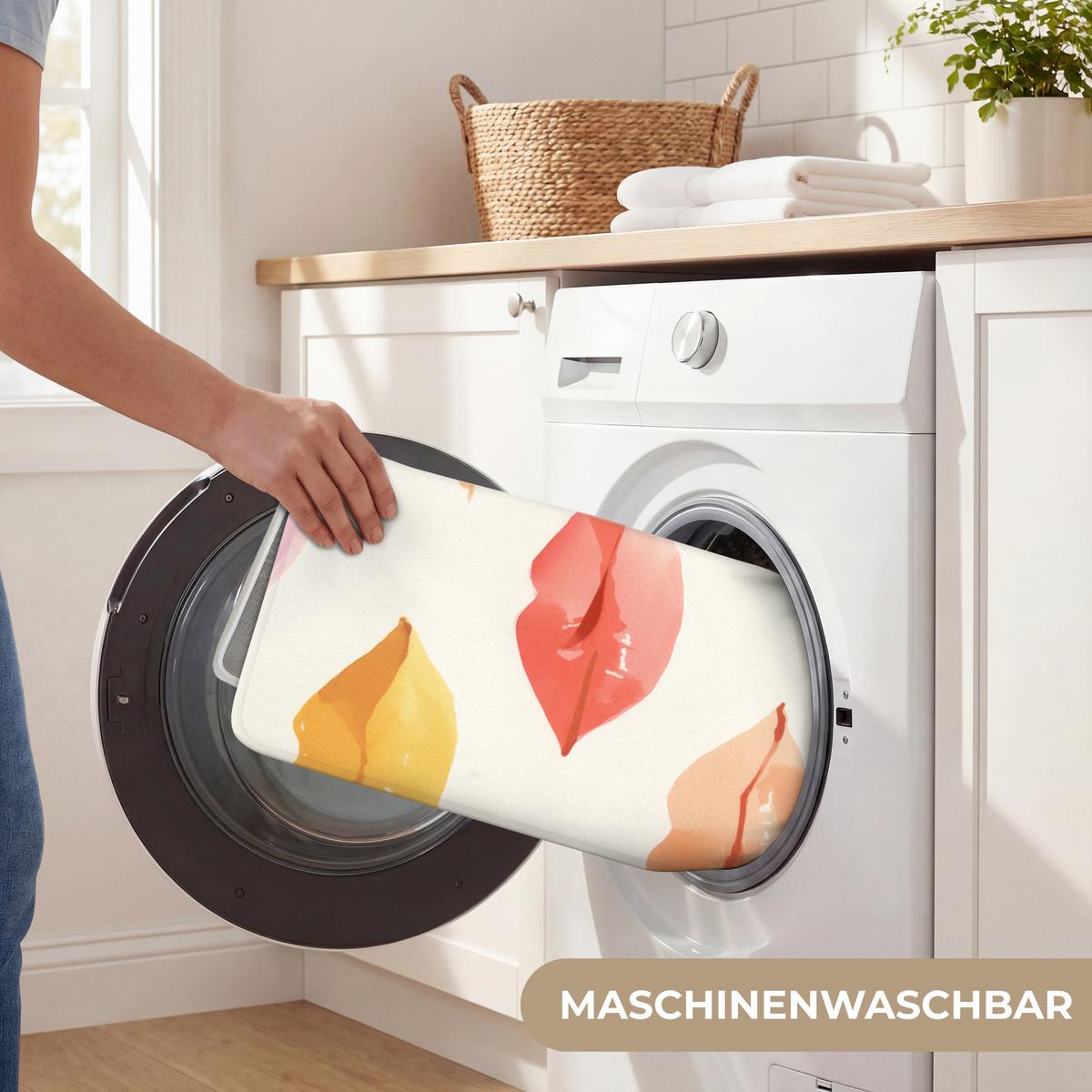 BADEMATTE Lippen - Bunt - Glänzend 60x120 cm - Rosa, Textil (60/120cm) - OnlyWow