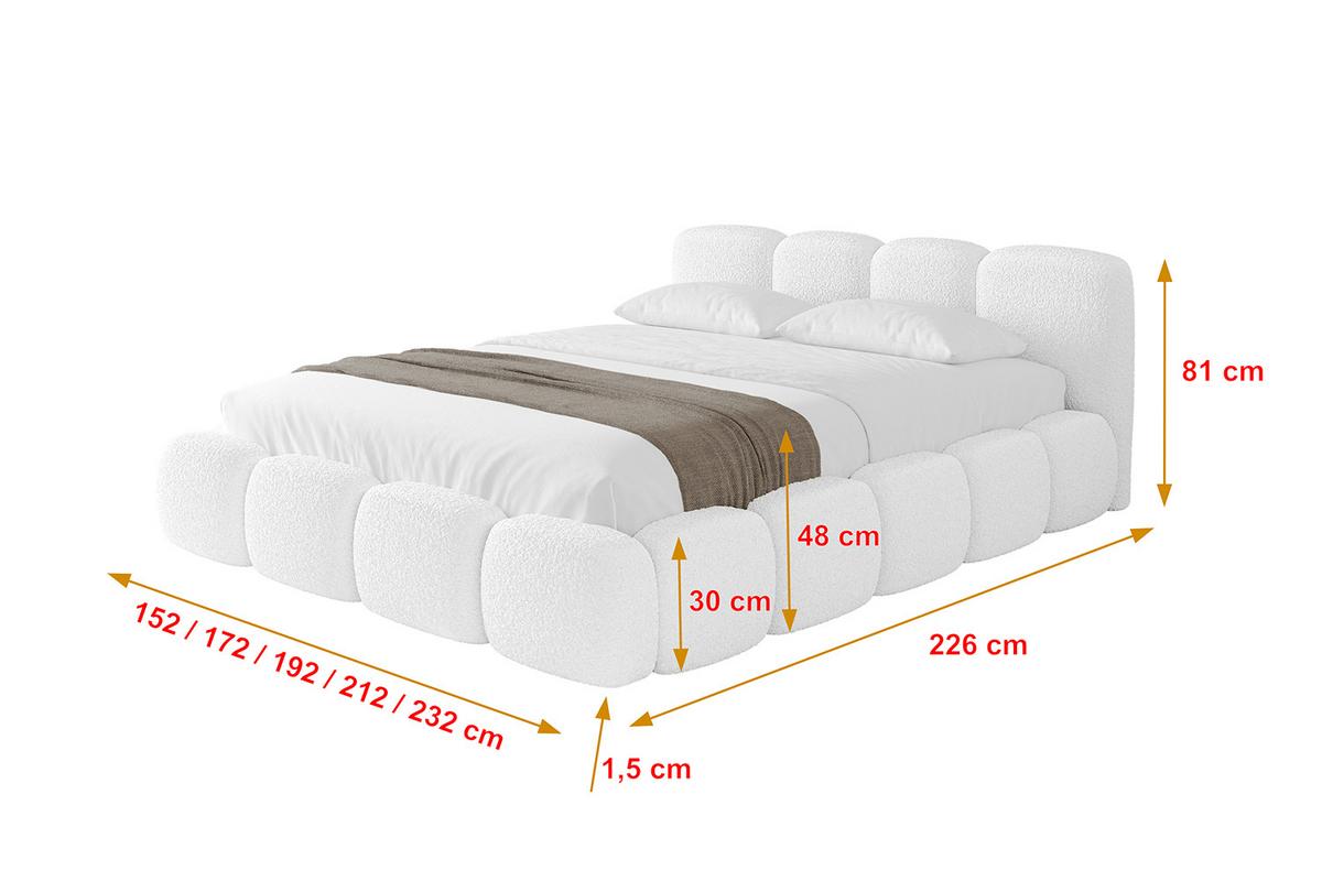 POLSTERBETT mit Bettkasten und Lattenrost, Bett mit Matratze H3/H4 - KALA-v1 180x200 Weiß - Weiß, Holzwerkstoff/Textil (180/200cm) - ALTDECOR